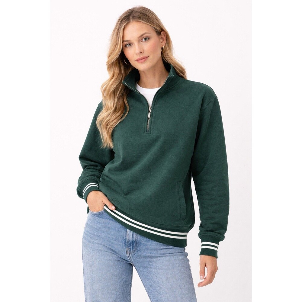 Abercrombie & Fitch Soft A&F Essentials Pullover Medium Green Sweatshirt Pockets